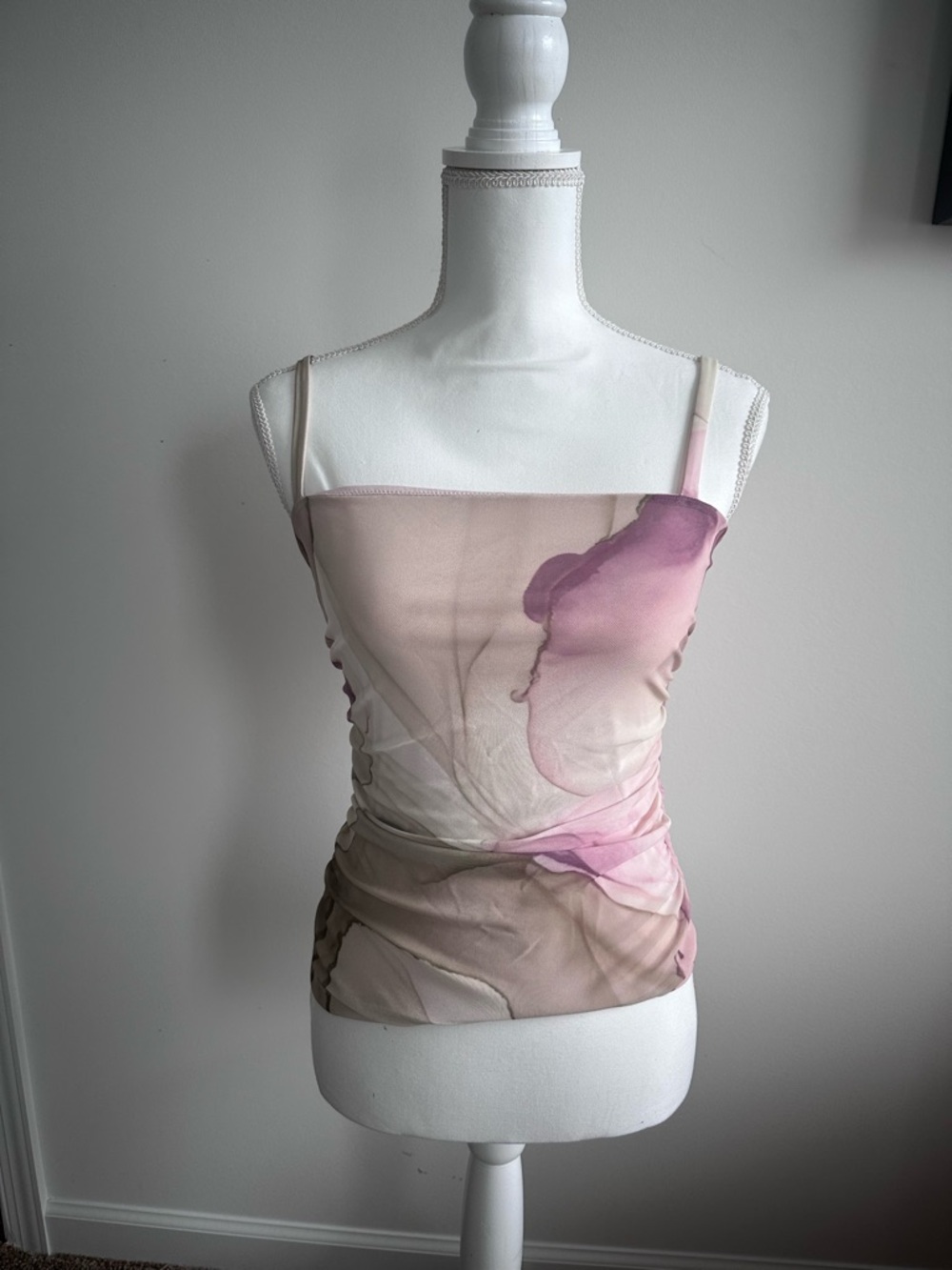 Dynamite Pink Marble Print Sheer Cami